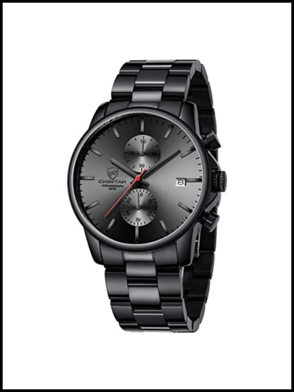 Mens Business Chronograph Watch Stainless Steel Waterproof Japanese Quartz